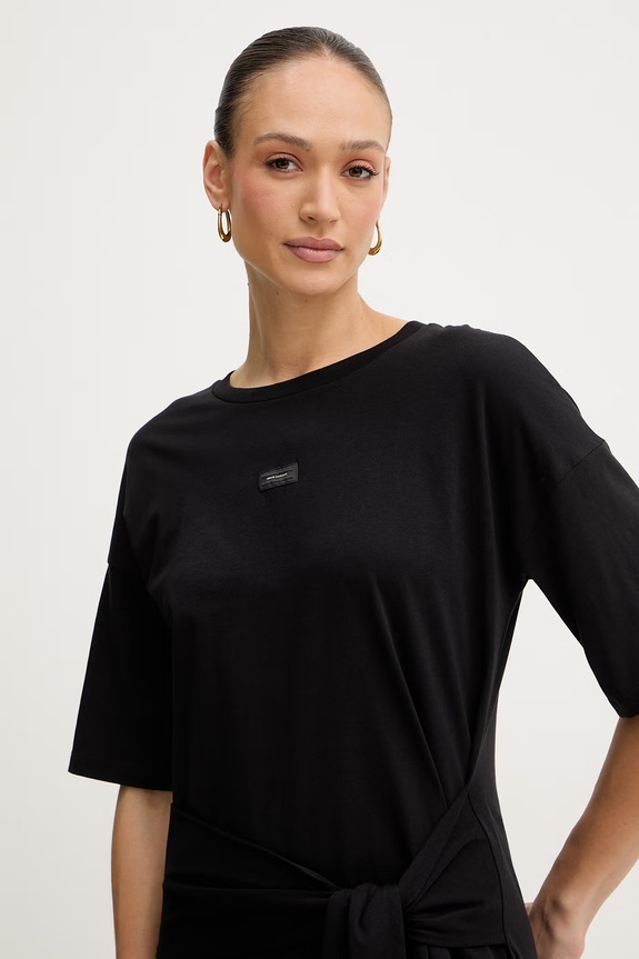 Armani Exchange rochie din bumbac negru XW002085.AF10356