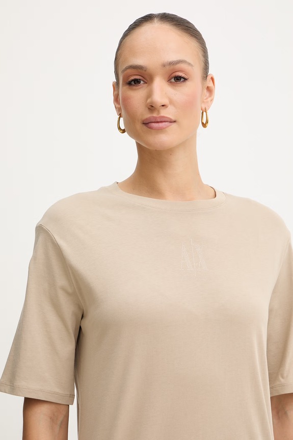 Armani Exchange rochie din bumbac bej XW000825.AF10356