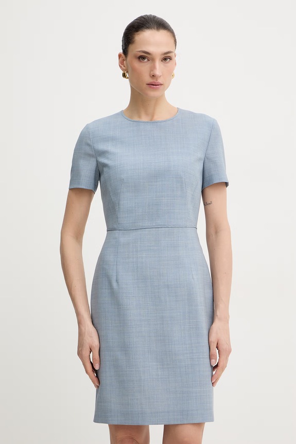 BOSS sukienka wełniana Dunera casual niebieski 50555451