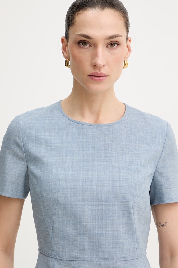 BOSS sukienka wełniana Dunera niebieski 50555451