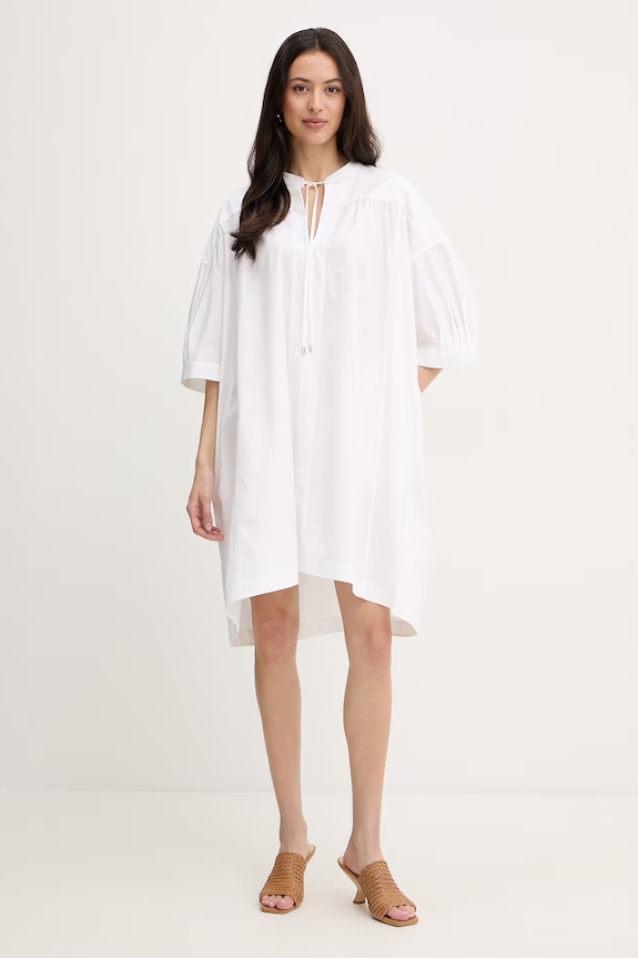 BOSS rochie din bumbac Dollână 50558465 alb SS26
