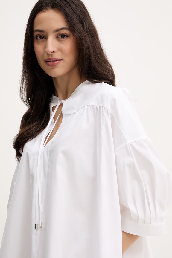 BOSS rochie din bumbac Dollână alb 50558465