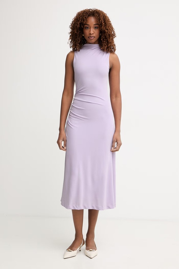 BOSS rochie cu vâscoză Eylai violet 50557369