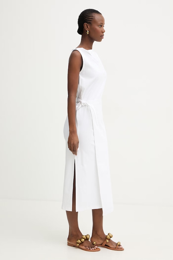 BOSS rochie de bumbac Emiaky 50558902 alb SS26