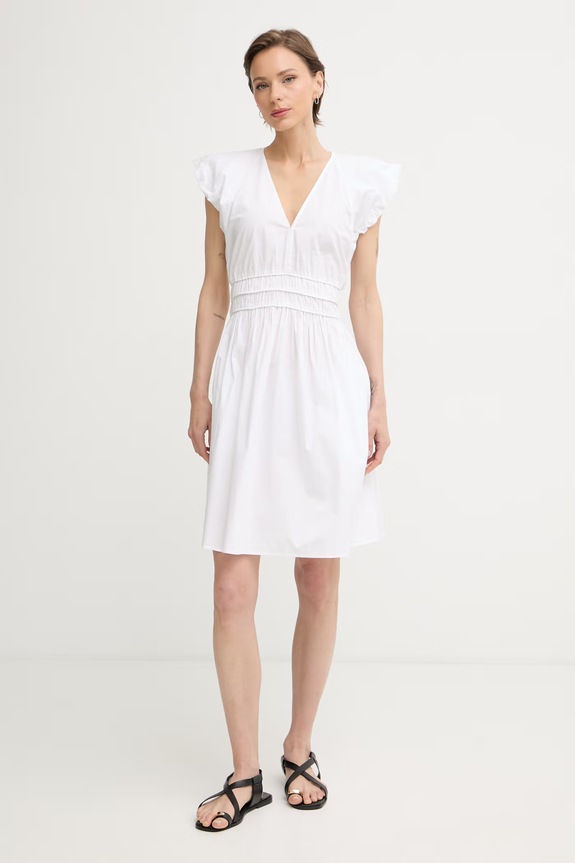 BOSS Orange rochie de vară din bumbac C Darico alb 50559093
