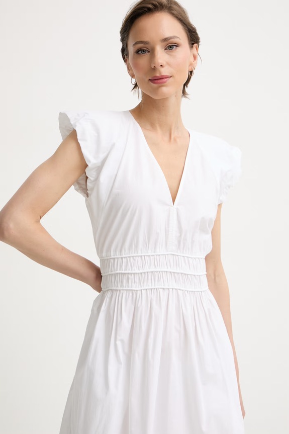 BOSS Orange rochie de vară din bumbac C Darico alb 50559093