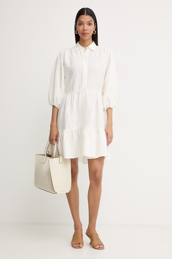 BOSS Orange košeľové šaty s ľanom C Disenna 50559265 béžová SS26