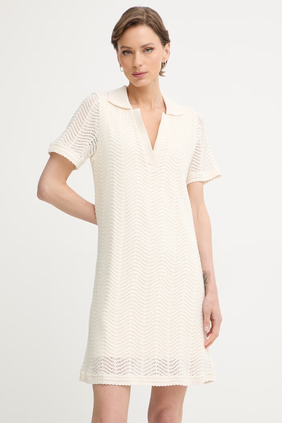 BOSS Orange φόρεμα με βαμβάκι C Eloa μπεζ 50556367