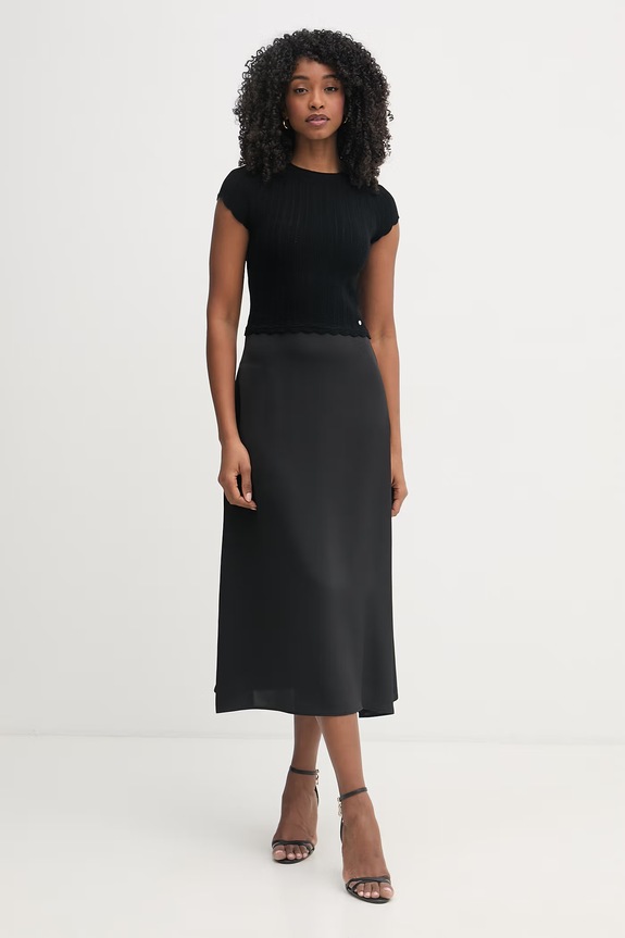 BOSS Orange rochie cu vâscoză C Ficella negru 50559806