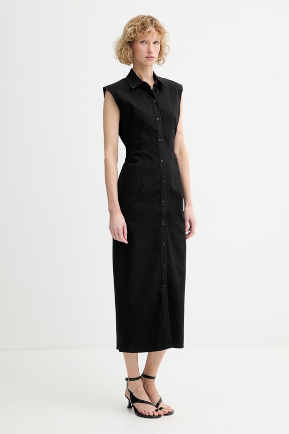rag & bone rochie cu bumbac Leah RJ7725H3FBL negru SS26