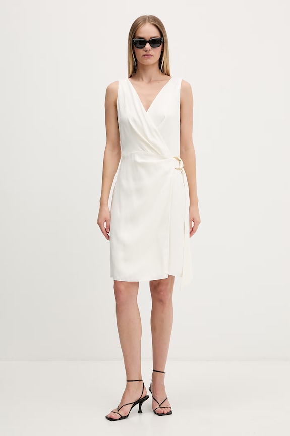 HUGO rochie de vară cu vâscoză Kabivanna 50559181 bej SS26