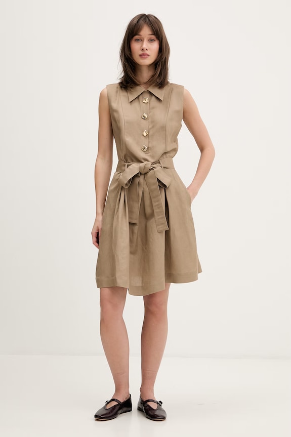 HUGO rochie neagră din amestec de in Kaleisi 50559516 bej SS26