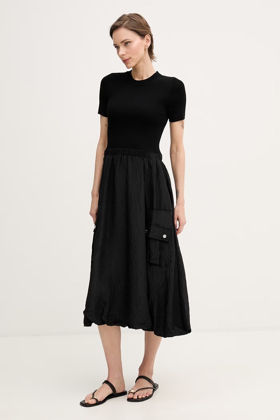 DKNY balonasta obleka viskozna P6AUAB70 črna SS26