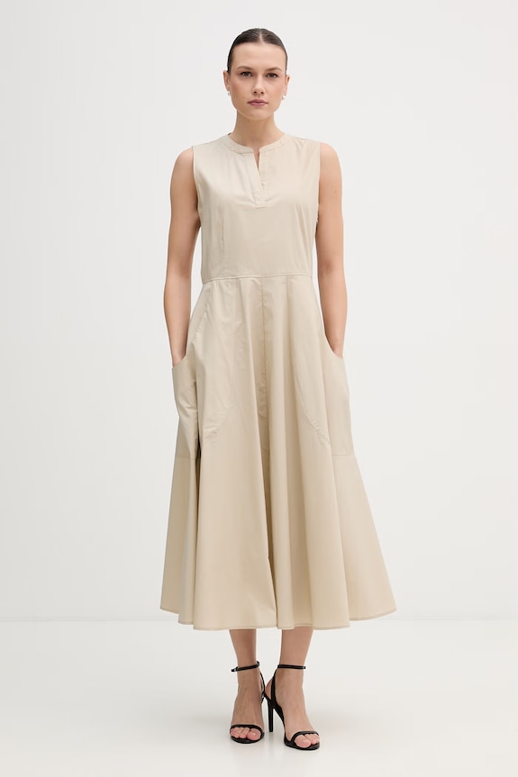 Dkny sukienka bawełniana bawełna beżowy DJ6D9193