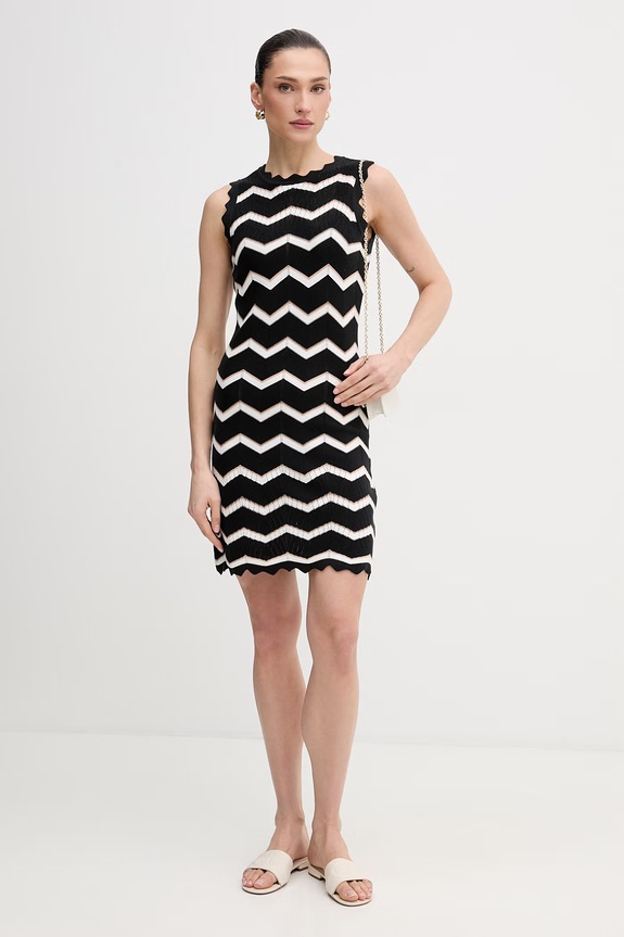 Βαμβακερό φόρεμα Dkny DJ6R0205 μαύρο SS26