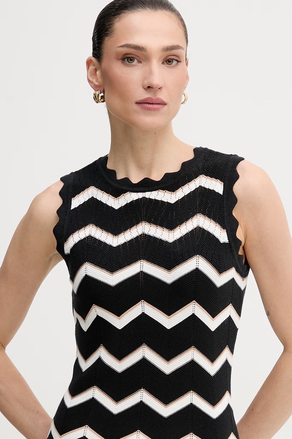 Βαμβακερό φόρεμα Dkny μαύρο DJ6R0205