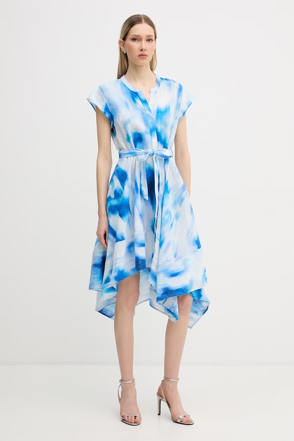 DKNY vászon kiszélesedő ruha P6CBVEWV kék SS26