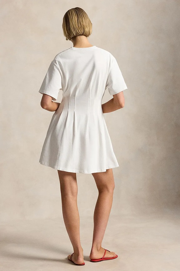 Polo Ralph Lauren JERSY-KNT-DRESSES rochie evazată din bumbac 211A96342002 alb SS26