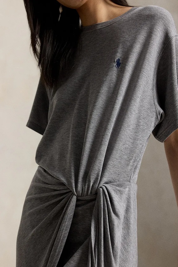 Polo Ralph Lauren šaty z lyocellu LYOCELL-KNT-DRESSES sivá 211B18063002