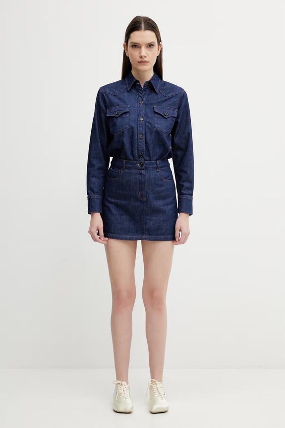 A.P.C. sukienka jeansowa Robe Chemise Western gładkie granatowy COHMJ.F35250