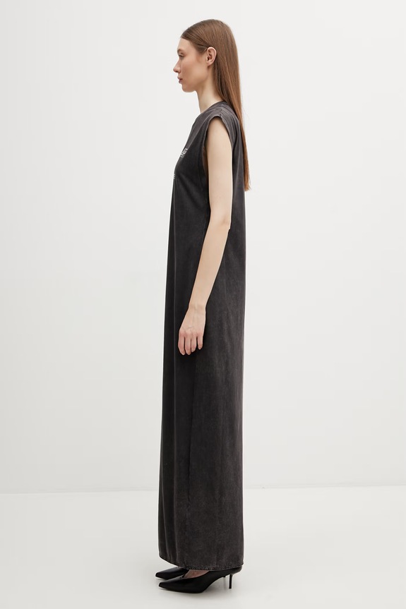 Off-White Racer šaty s potiskem bavlněné 2DH00BS26JER001 černá SS26