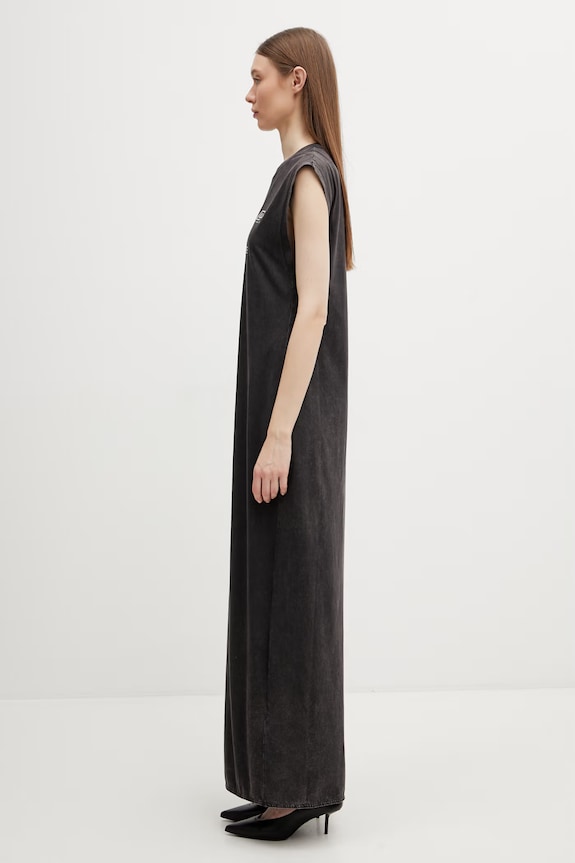 Off-White Racer šaty s potiskem bavlněné 2DH00BS26JER001 černá SS26
