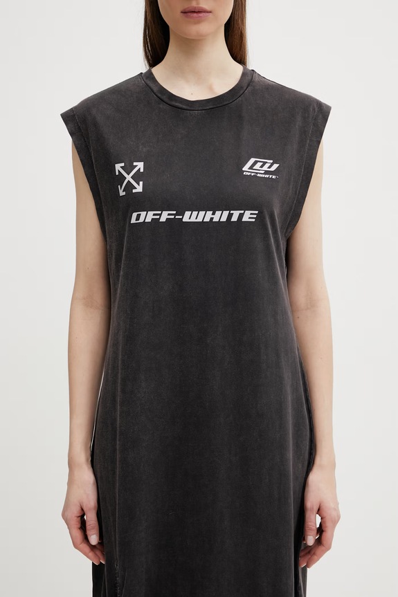 Off-White Racer šaty s potiskem bavlněné černá 2DH00BS26JER001