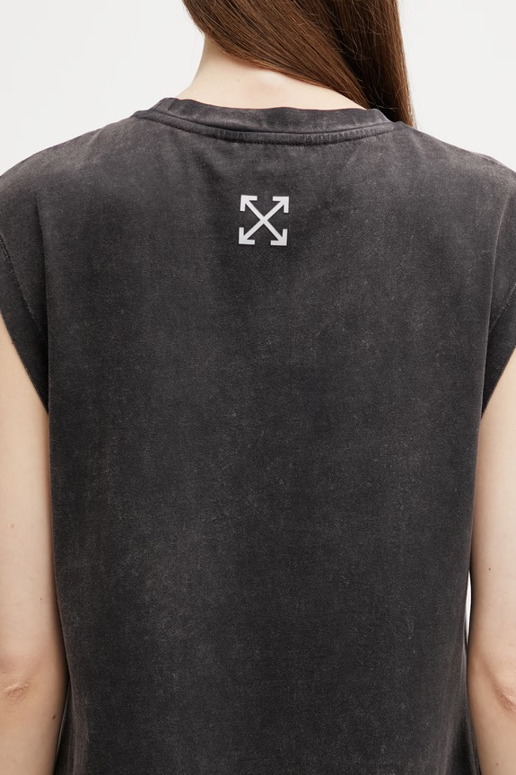 Off-White Racer šaty s potiskem bavlněné 2DH00BS26JER001 černá