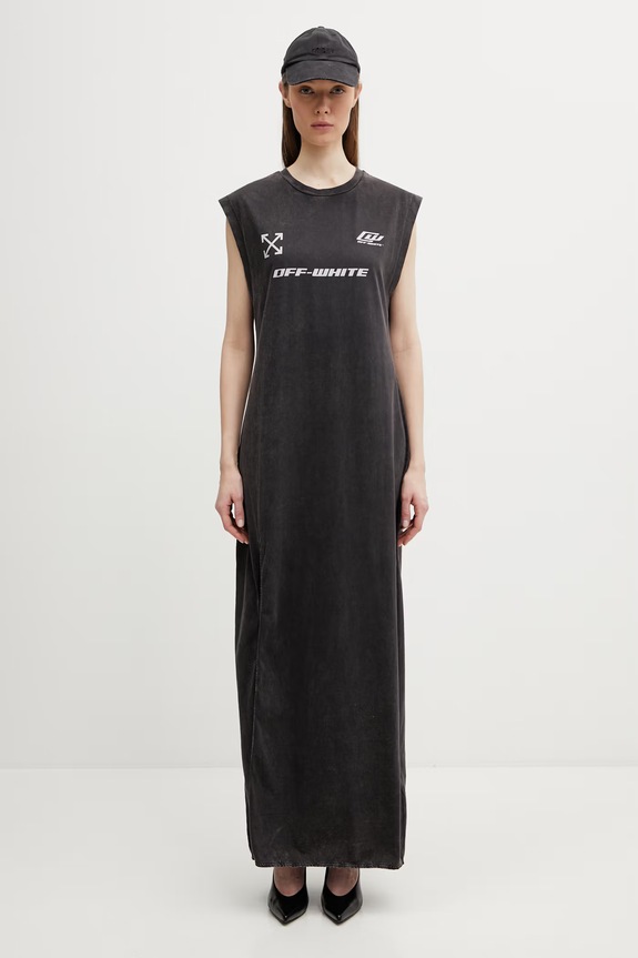 Off-White Racer šaty s potiskem bavlněné 2DH00BS26JER001
