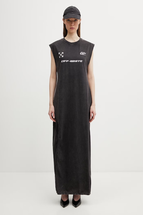 Off-White Racer šaty s potiskem bavlněné 2DH00BS26JER001