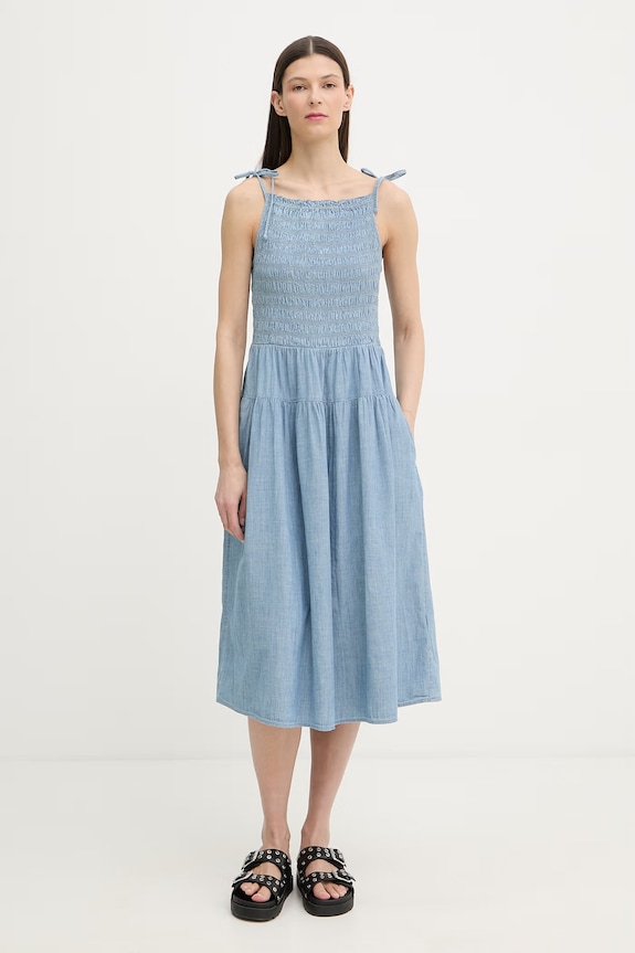 Levi's rochie babydoll din bumbac MONACO COTTON albastru 005HZ