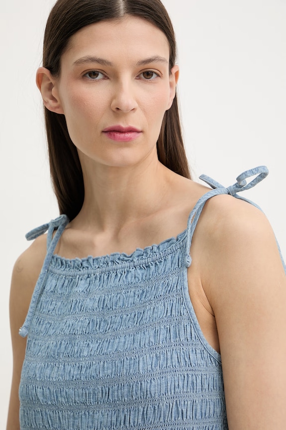 Levi's rochie babydoll din bumbac MONACO COTTON albastru 005HZ