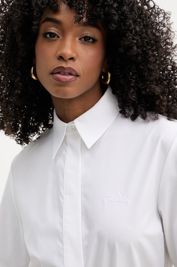 Karl Lagerfeld haljina u stilu košulje od pamuka bijela B2W13017