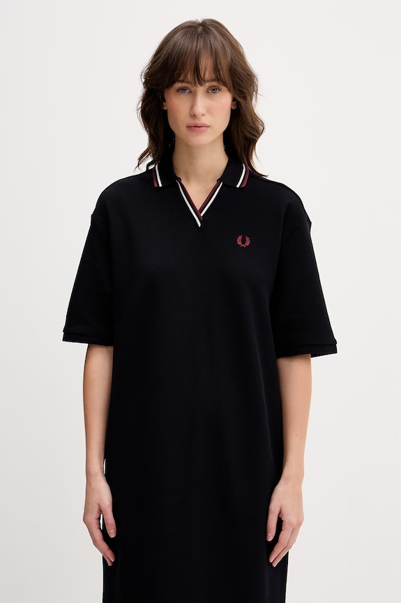 Fred Perry rochie din bumbac bleumarin D2173
