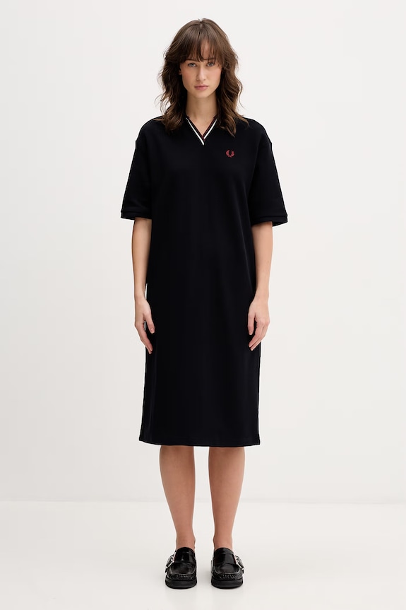 Fred Perry rochie din bumbac D2173 bleumarin