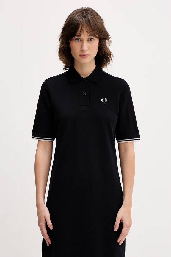Fred Perry rochie din bumbac negru D2179