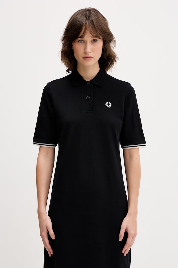 Fred Perry rochie din bumbac negru D2179