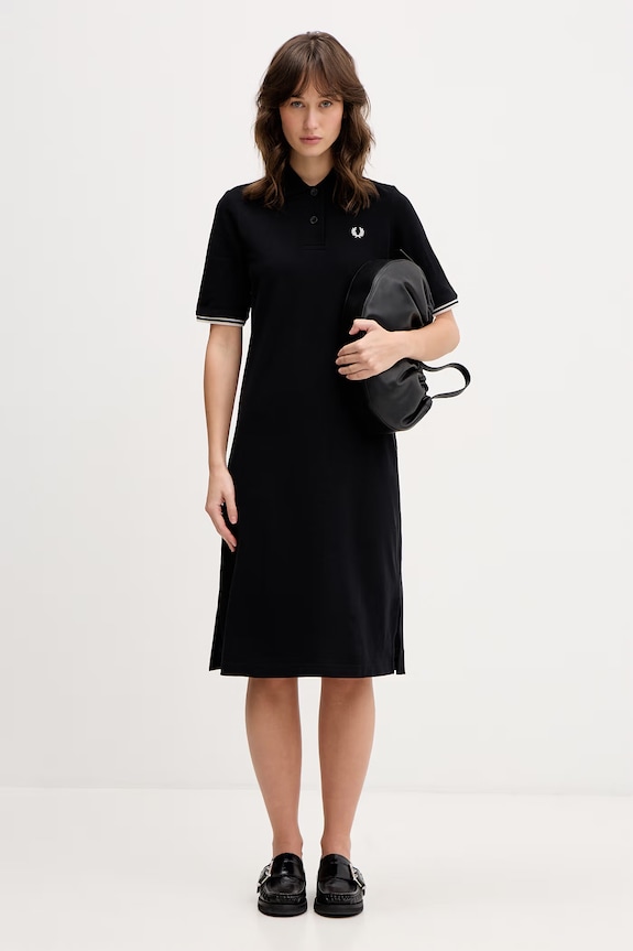 Fred Perry rochie din bumbac D2179 negru