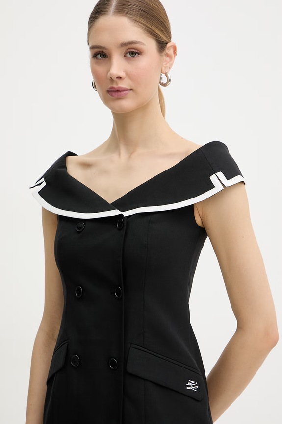 Karl Lagerfeld haljina s dodatkom vune crna B2W13002