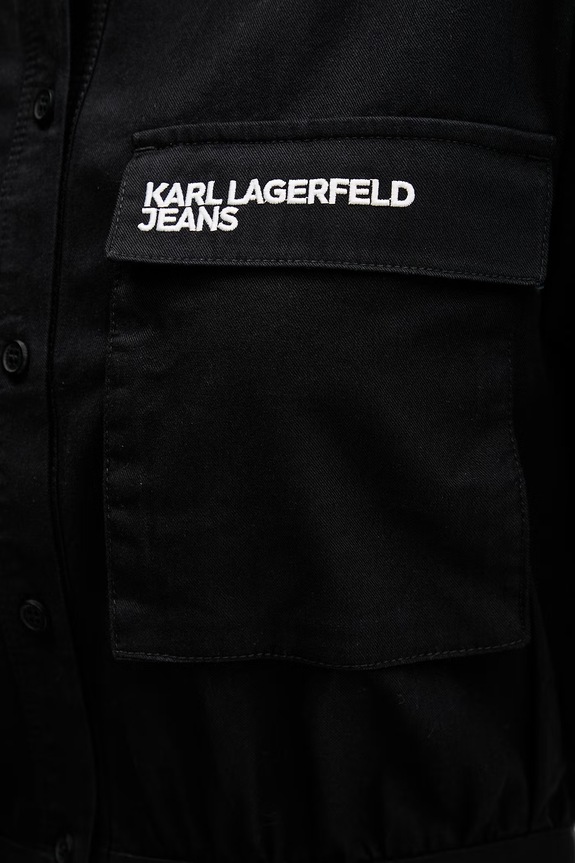 Karl Lagerfeld Jeans rochie tip cămașă din bumbac B2W13035 negru