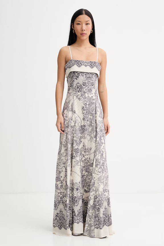 Blugirl Blumarine rochie din vâscoză bej RA6160.T523A
