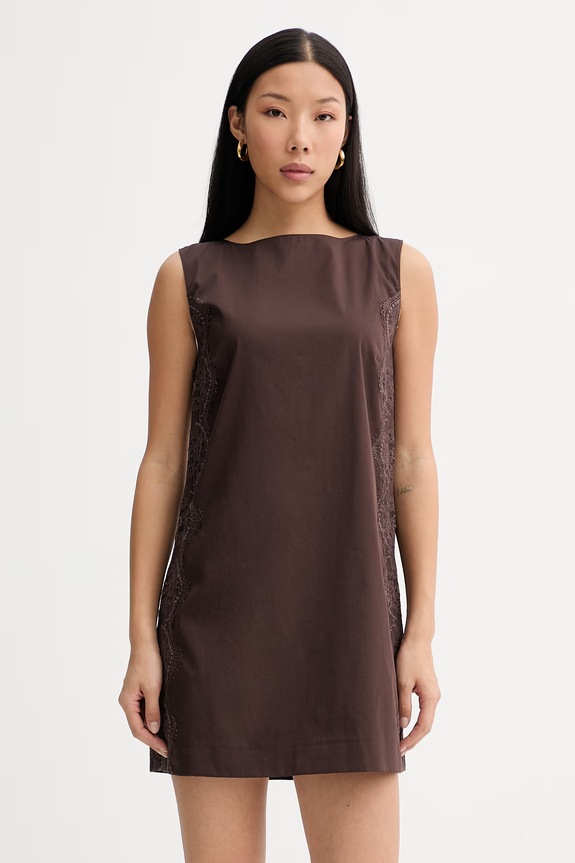 blugirl Blumarine rochie cu bumbac maro RA6194.T544A