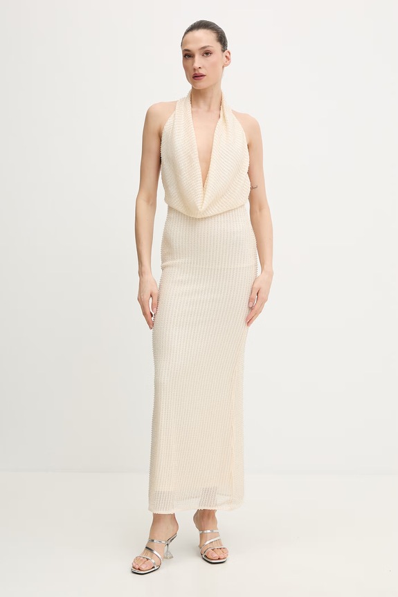 Bardot rochie maxi bej 59814DB2