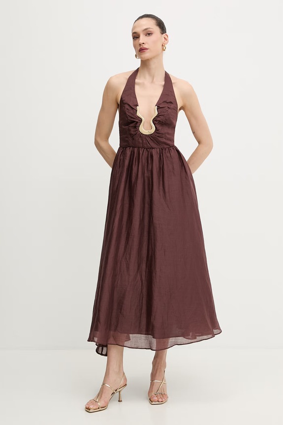 Bardot rochie forma V maro 60361DB