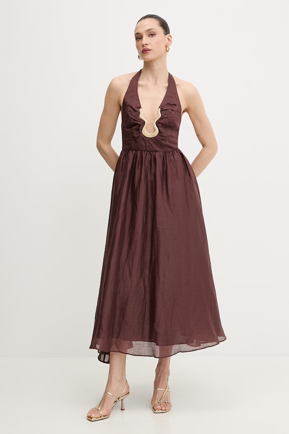 Bardot rochie forma V maro 60361DB