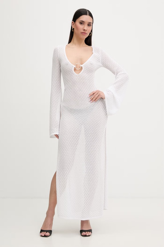 Bardot rochie de vară cu vâscoză alb 60326DB