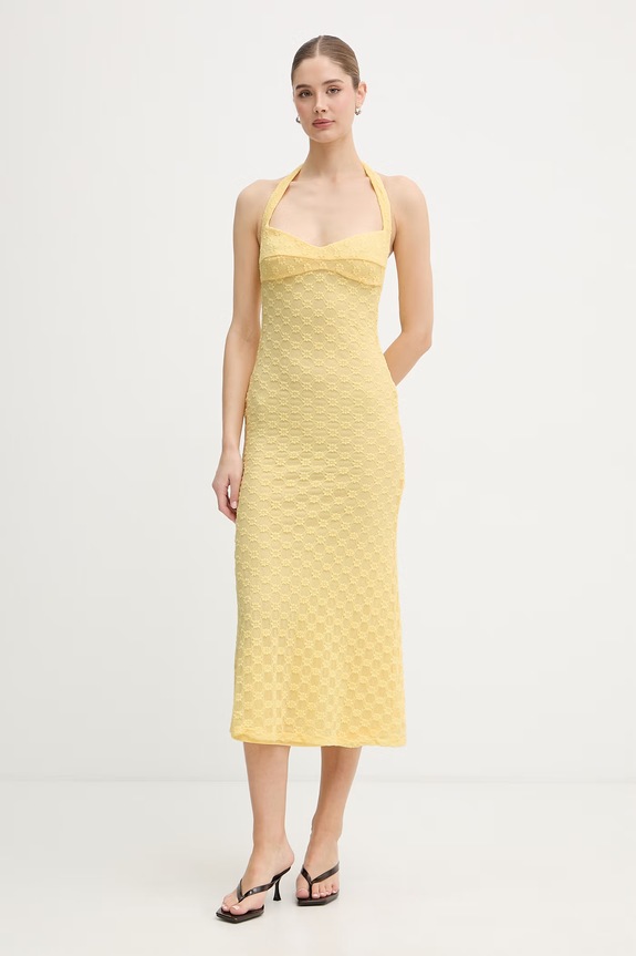Bardot ruha pamuttal sárga 60397DB