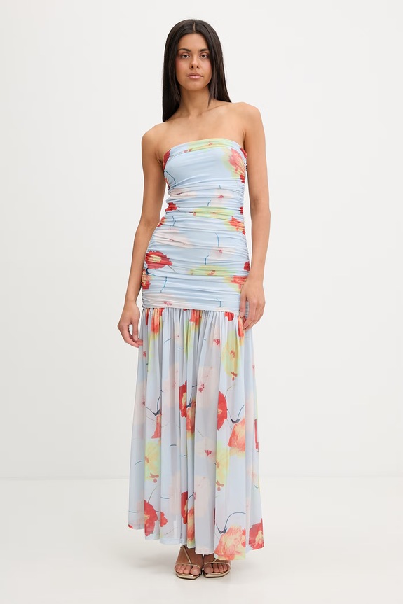 Bardot sukienka drapowana 59875DB3 niebieski SS26