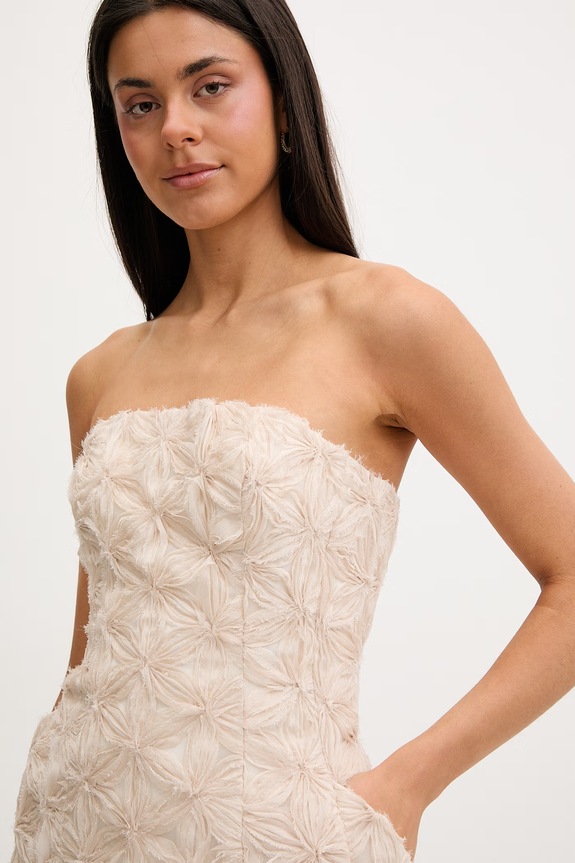Bardot sukienka rozkloszowana beżowy 60099DB6