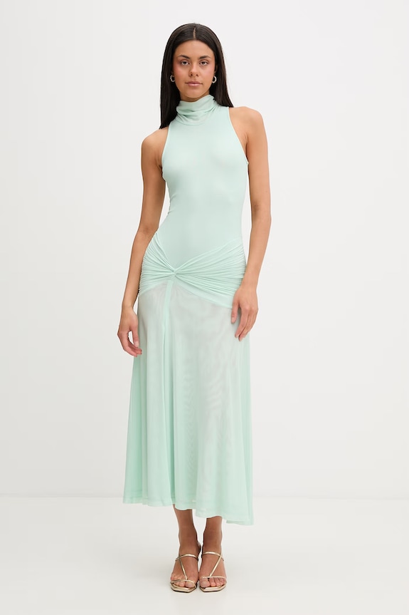 Bardot sukienka drapowana zielony 60373DB